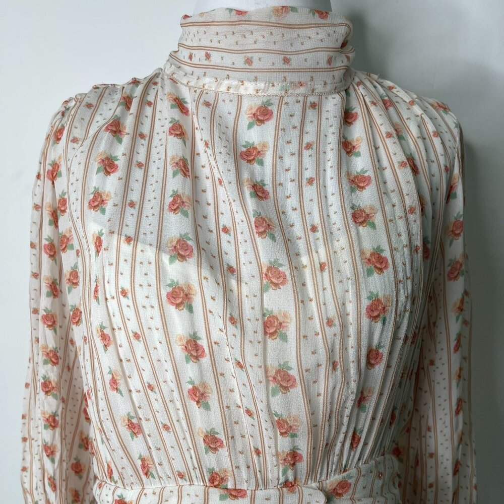 Anthropologie Let Me Be Women's Cream Mock Neck Floral Dress Size Small - Picture 2 of 9